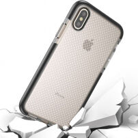Carcasă pentru iPhone XS / iPhone X, cu ramă întărită şi protecţie împotriva căderii - alb-negru