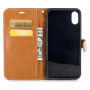 Husă de lux denim / jeans, pentru iPhone XS / iPhone X, cu buzunar pentru acte şi carduri - roşu