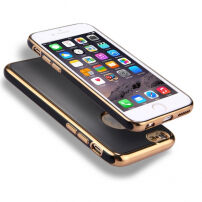 Husă pentru iPhone 6 / 6S, cu protecţie 360° şi canturi lucioase - protejează partea din faţă şi din spate - negru