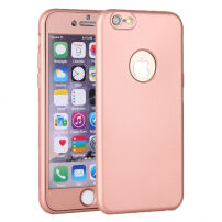 Husă din plastic pentru iPhone 6 / 6S, cu protecţie 360° - protejează partea din faţă şi din spate - roz auriu (Rose Gold)