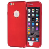 Husă din plastic pentru iPhone 6 Plus / 6S Plus, cu protecţie 360° - protejează partea din faţă şi din spate - roşu