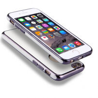Husă pentru iPhone 6 Plus / 6S Plus, cu protecţie 360° şi canturi lucioase - protejează partea din faţă şi din spate - gri