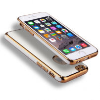 Husă pentru iPhone 6 Plus / 6S Plus, cu protecţie 360° şi canturi lucioase - protejează partea din faţă şi din spate - auriu