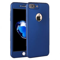 Husă din silicon pentru iPhone 8 Plus / 7 Plus, cu protecţie 360° - protejează partea din faţă şi din spate - albastru închis