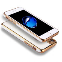 Husă pentru iPhone 8 / 7, cu protecţie 360° şi canturi lucioase - protejează partea din faţă şi din spate - auriu