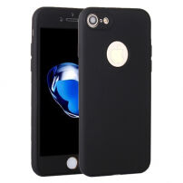 Husă din silicon pentru iPhone 8 / 7, cu protecţie 360° - protejează partea din faţă şi din spate - negru