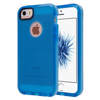 Carcasă transparentă de protecţie pentru iPhone 5 / 5S / SE, cu textură tip ţesătură - albastru