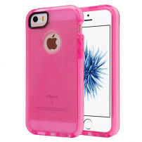 Carcasă transparentă de protecţie pentru iPhone 5 / 5S / SE, cu textură tip ţesătură - roz