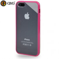 Carcasă de protecţie transparentă, din plastic, cu ramă, pentru iPhone 5 / 5S / SE (2016) - roz