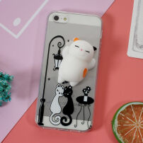 Carcasă 3D din gel pentru iPhone 5 / 5S / SE (2016) - pisică albă şi neagră