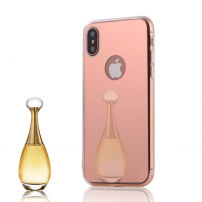Carcasă de protecţie tip oglindă, pentru iPhone XS / iPhone X - roz auriu