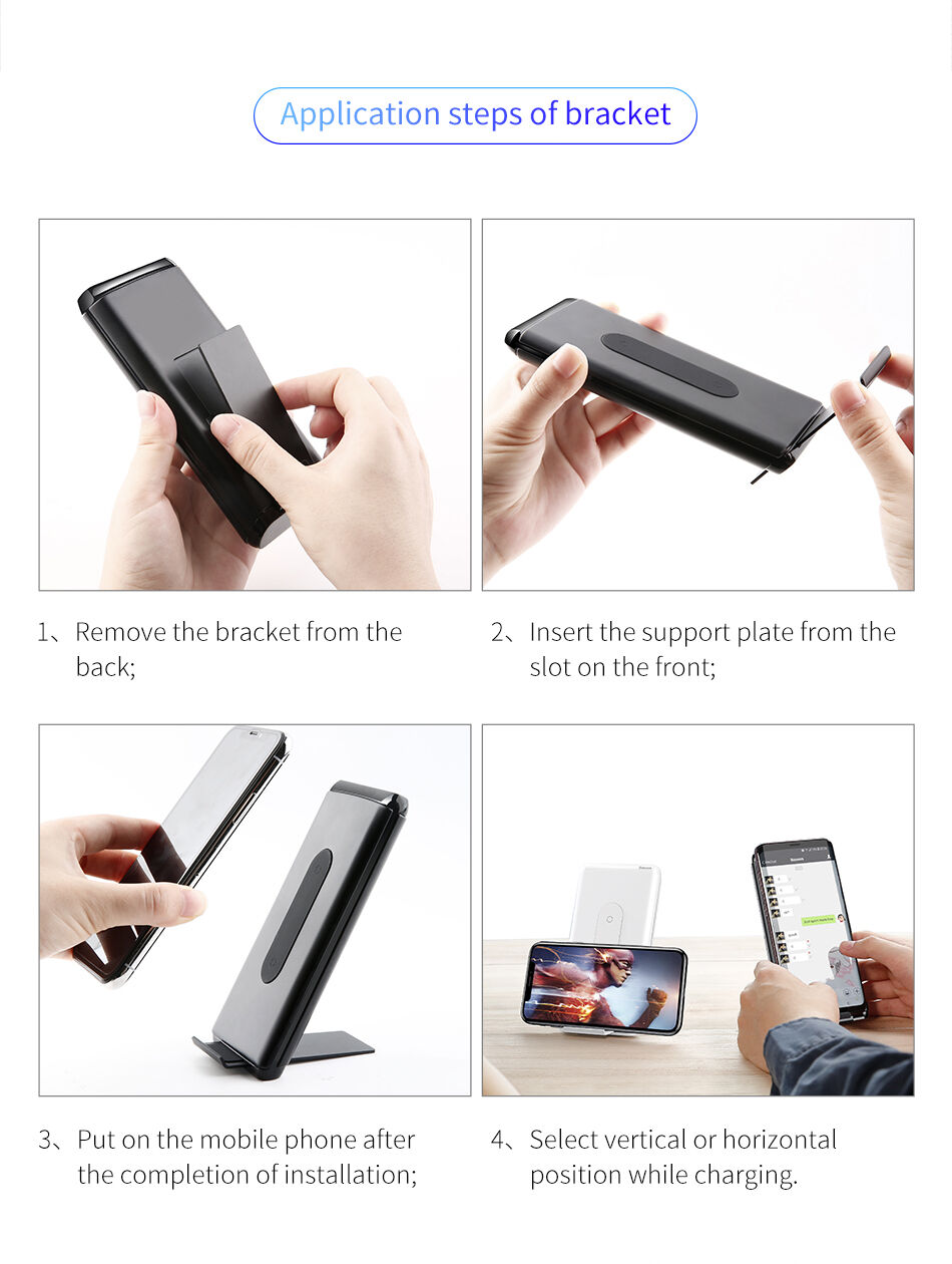 Stativ / powerbank BASEUS 10000mAh, cu încărcare wireless - negru Stativ / powerbank BASEUS 10000mAh, cu încărcare wireless - negru