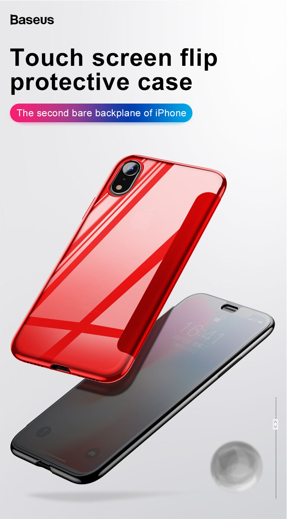 Husă flip BASEUS, pentru iPhone XS Max - roșu