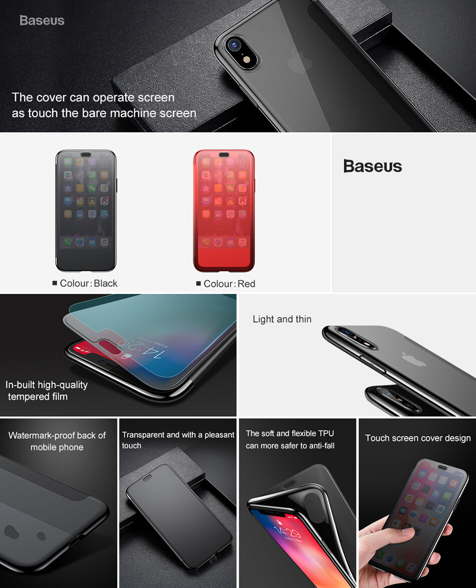 Husă flip BASEUS, pentru iPhone XS - roșu