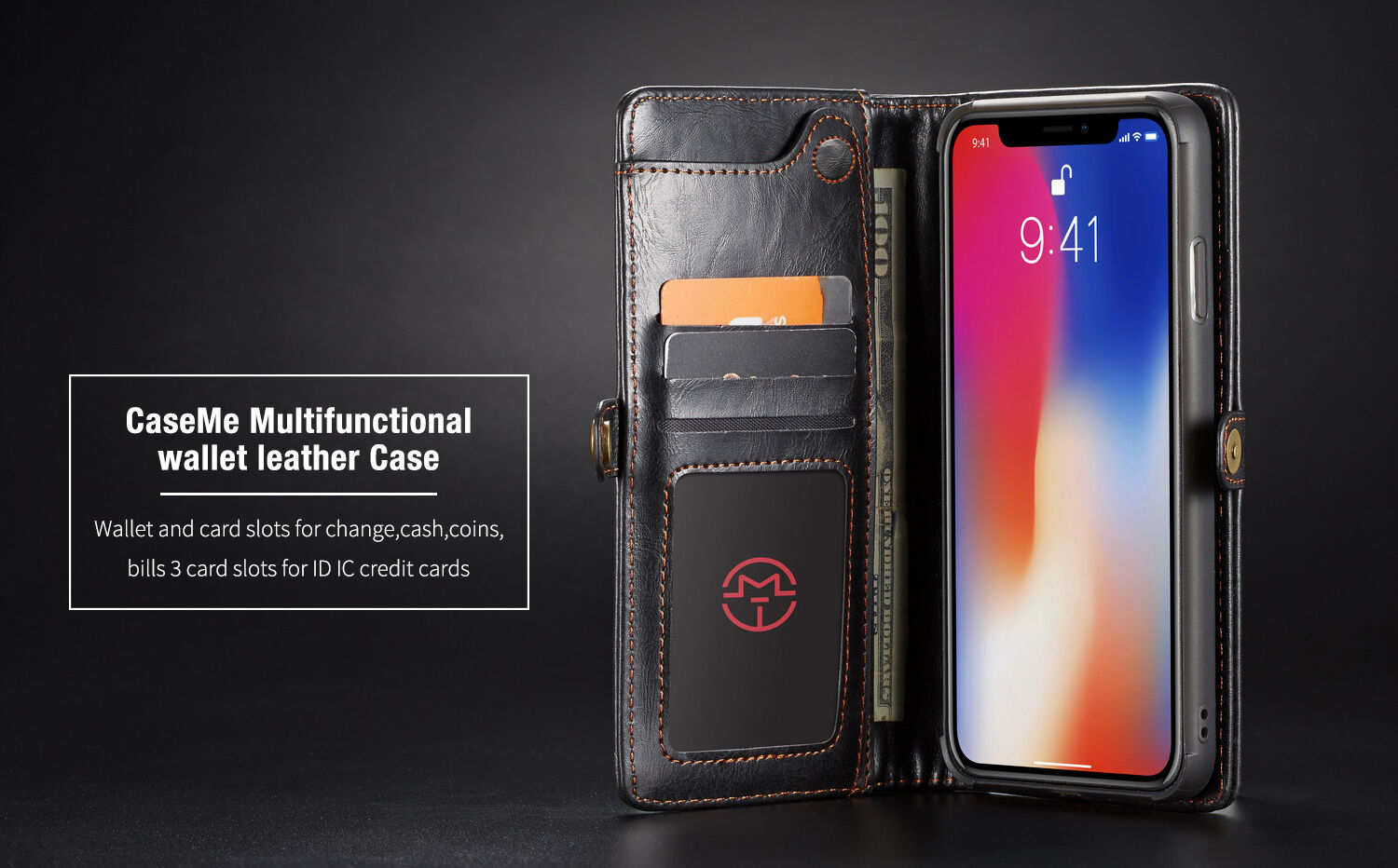 CASEME Husă detaşabilă 2 în 1, pentru iPhone XS Max - negru