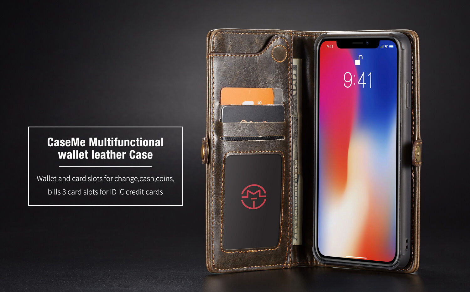 CASEME Husă detaşabilă 2 în 1, pentru iPhone XS Max - roşu