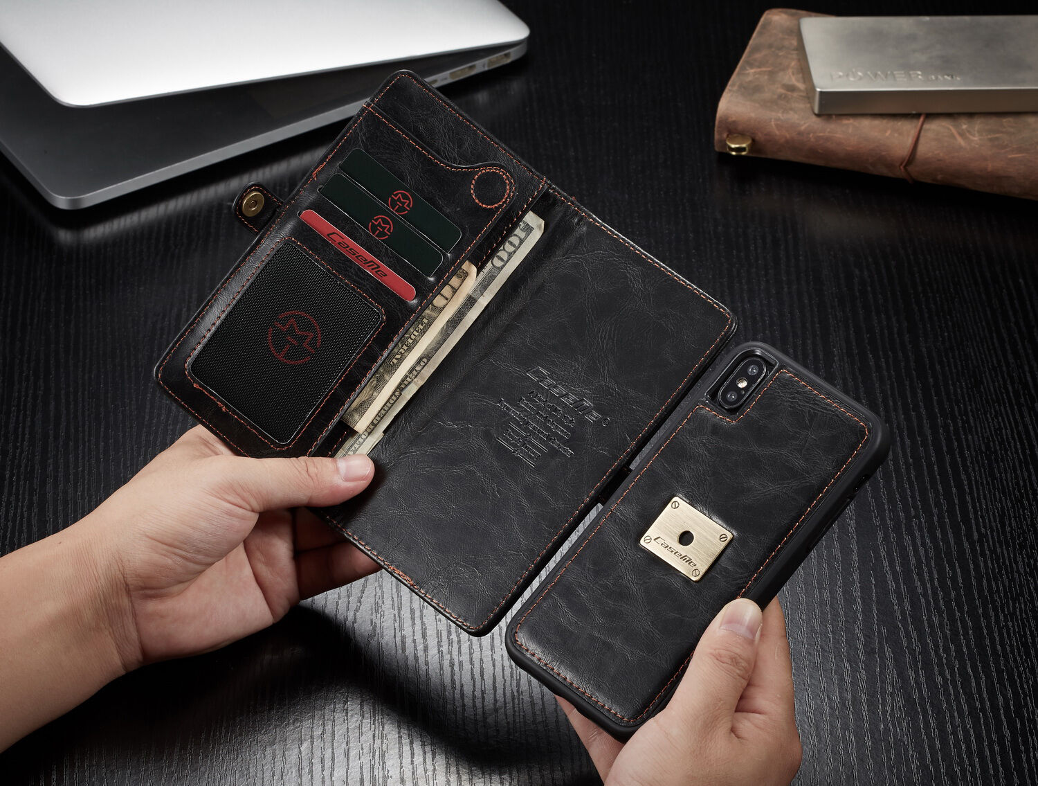 CASEME Husă detaşabilă 2 în 1, pentru iPhone XS Max - maro