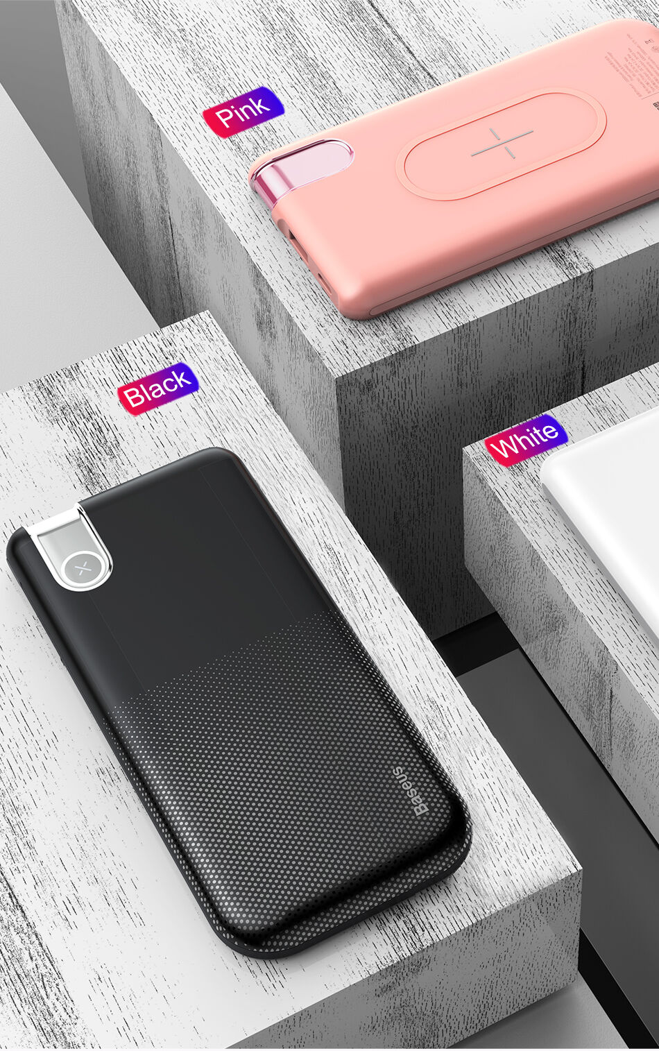 Powerbank BASEUS 10000mAh cu încărcare wireless - negru