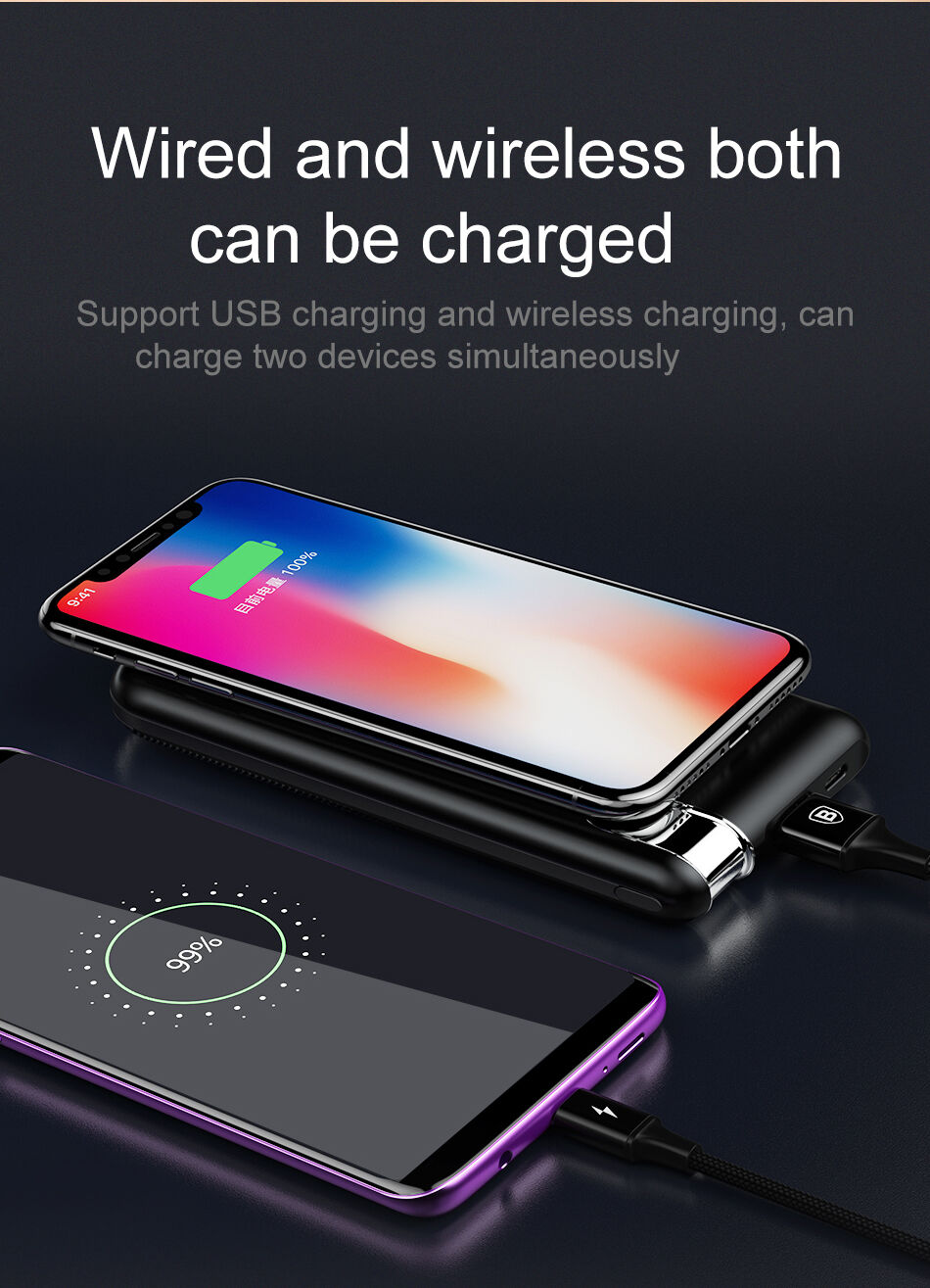 Powerbank BASEUS 10000mAh cu încărcare wireless - negru
