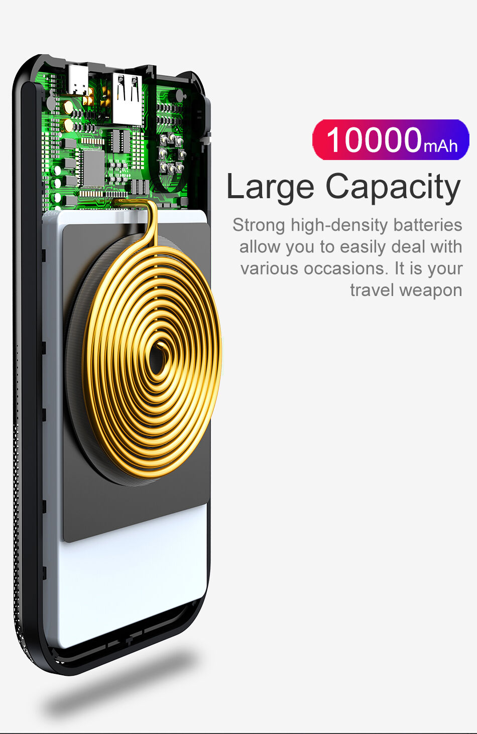 Powerbank BASEUS 10000mAh cu încărcare wireless - negru