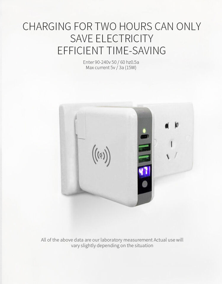 Încărcător / powerbank 6700mAh, cu mufe interschimbabile (AU / UK / US / EU) şi încărcare wireless