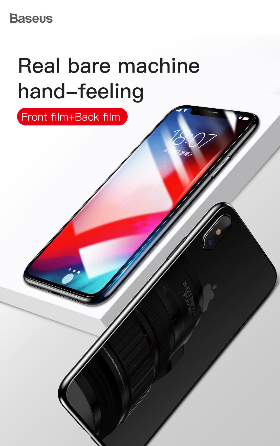 Sticlă durificată BASEUS, pentru partea din faţă şi din spate, pentru iPhone XS Max