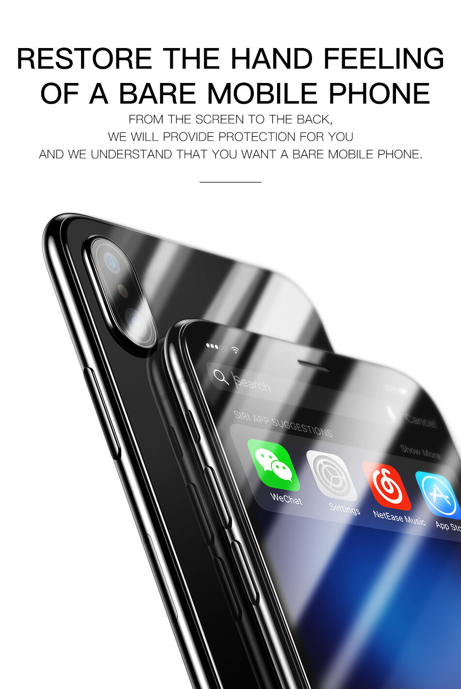 Sticlă durificată BASEUS, pentru partea din faţă şi din spate, pentru iPhone XS Max