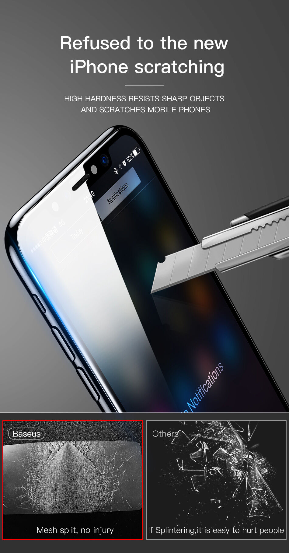 Sticlă durificată BASEUS, pentru partea din faţă şi din spate, pentru iPhone XS Max