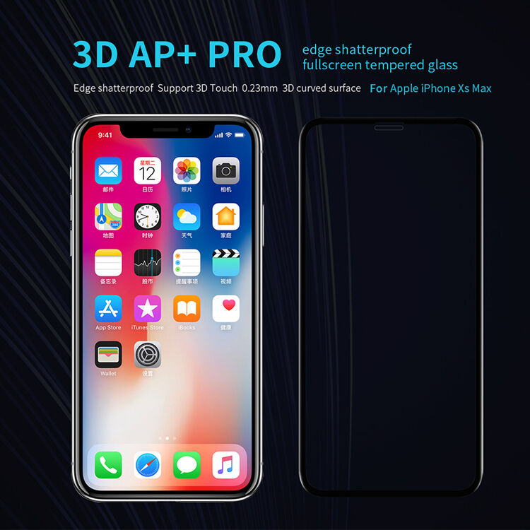 Sticlă durificată NILLKIN 3D, pentru iPhone XS Max / 11 Pro Max - negru