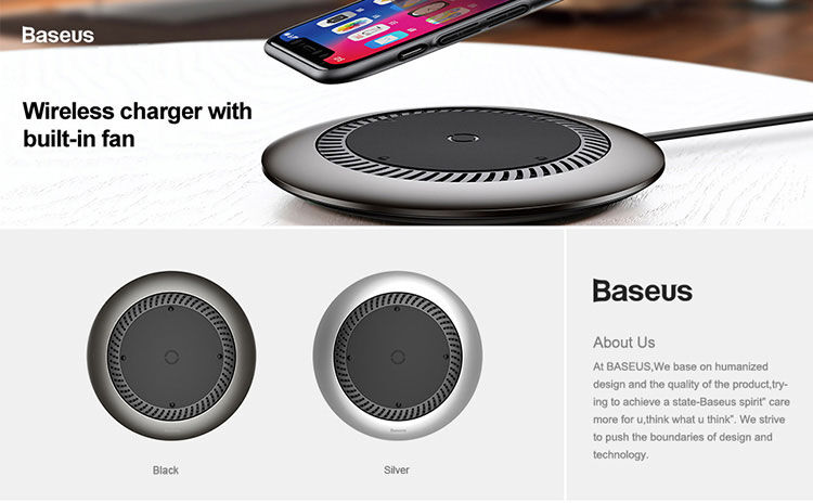 Încărcător wireless BASEUS, cu aerisire, pentru iPhone - negru
