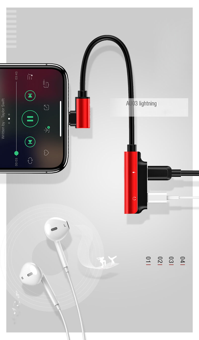 Reducţie USAMS, cu doi conectori lightning, pentru iPhone - negru