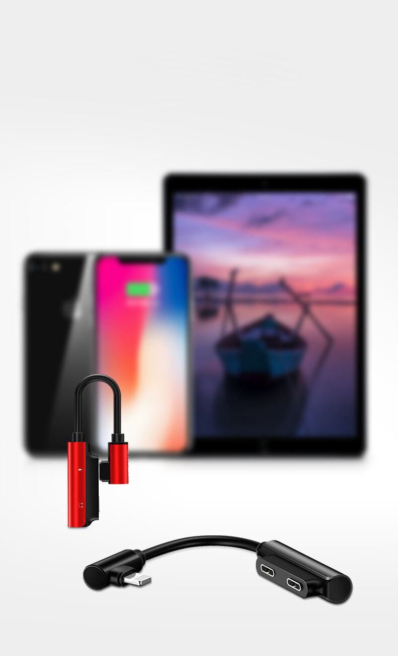 Reducţie USAMS, cu doi conectori lightning, pentru iPhone - negru