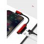 Reducţie USAMS, cu doi conectori lightning, pentru iPhone - negru