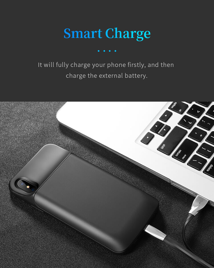 Capac ROCK, cu baterie 6000mAh, pentru iPhone XS / iPhone X - negru