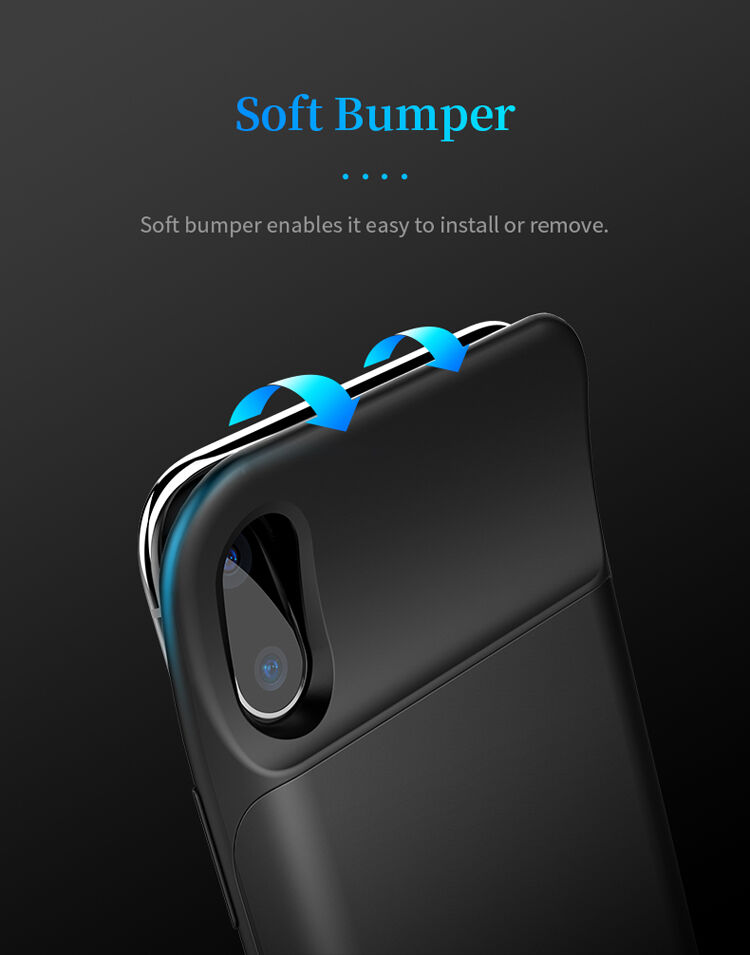 Capac ROCK, cu baterie 6000mAh, pentru iPhone XS / iPhone X - negru