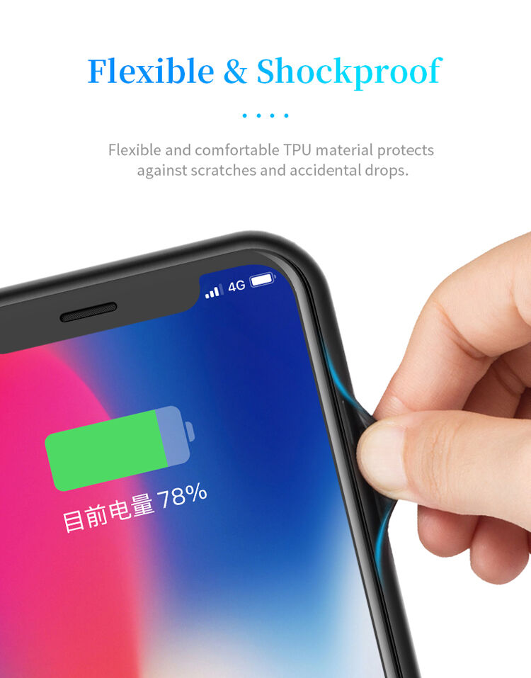 Capac ROCK, cu baterie 6000mAh, pentru iPhone XS / iPhone X - negru