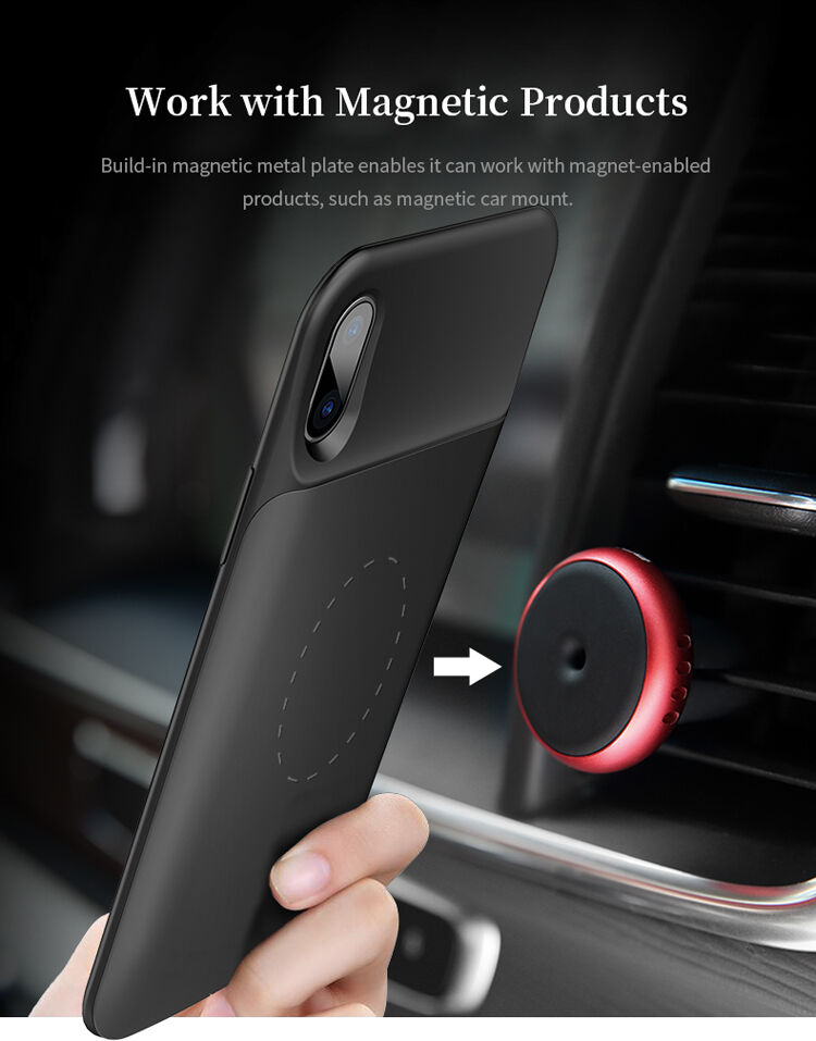 Capac ROCK, cu baterie 6000mAh, pentru iPhone XS / iPhone X - negru