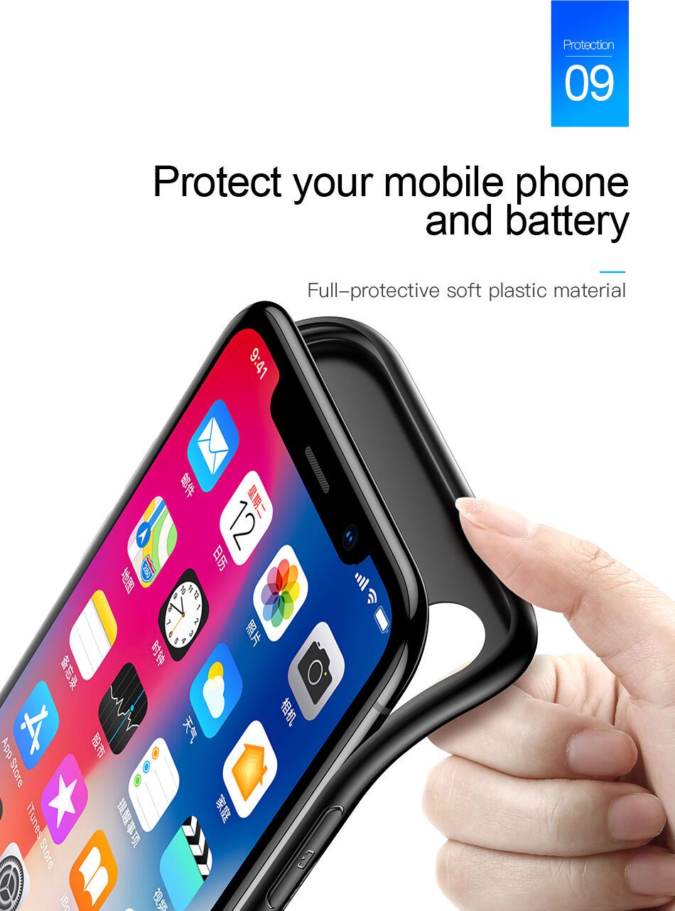 Carcasă BASEUS, cu baterie 3500mAh, pentru iPhone X - negru
