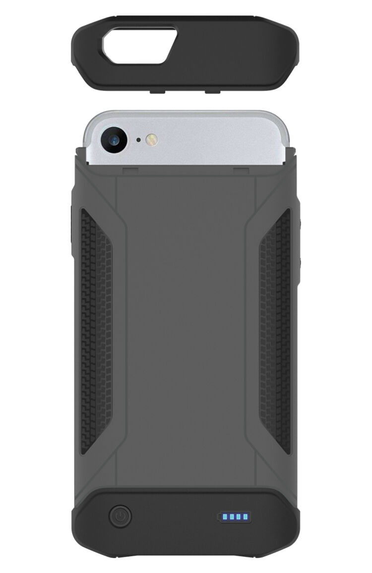 Carcasă rezistentă de protecţie, cu baterie 4000 mAh, pentru iPhone SE (2020/2022) / 8 / 7 / 6S / 6 - gri