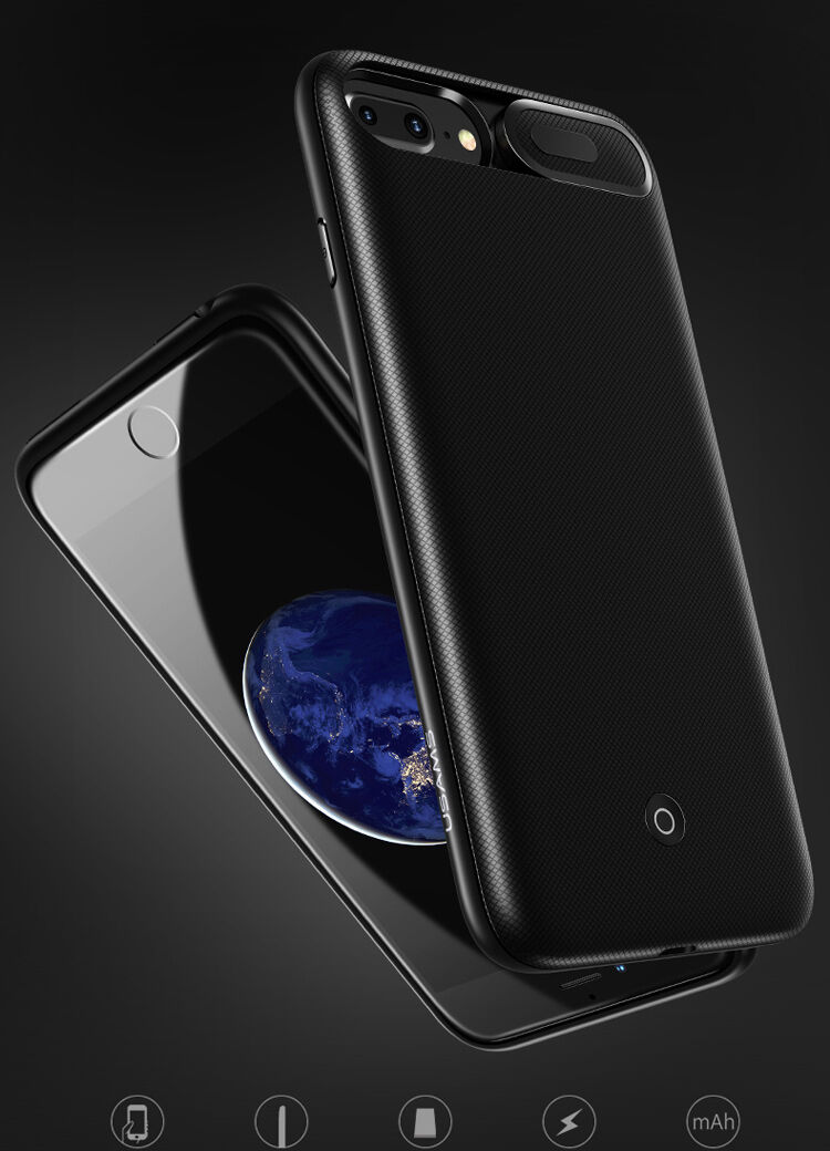 Carcasă USAMS, cu baterie 3000mAh şi protecţie lentilă, pentru Apple iPhone SE (2020/2022) / 8 / 7 / 6S / 6 - negru