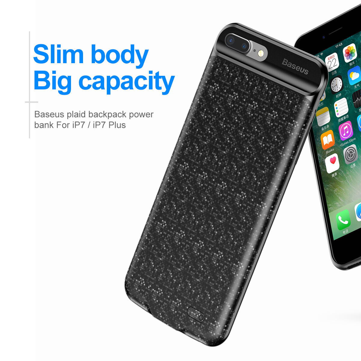 Capac de baterie BASEUS, de design, 5000mAh, pentru Apple iPhone 7 - roşu