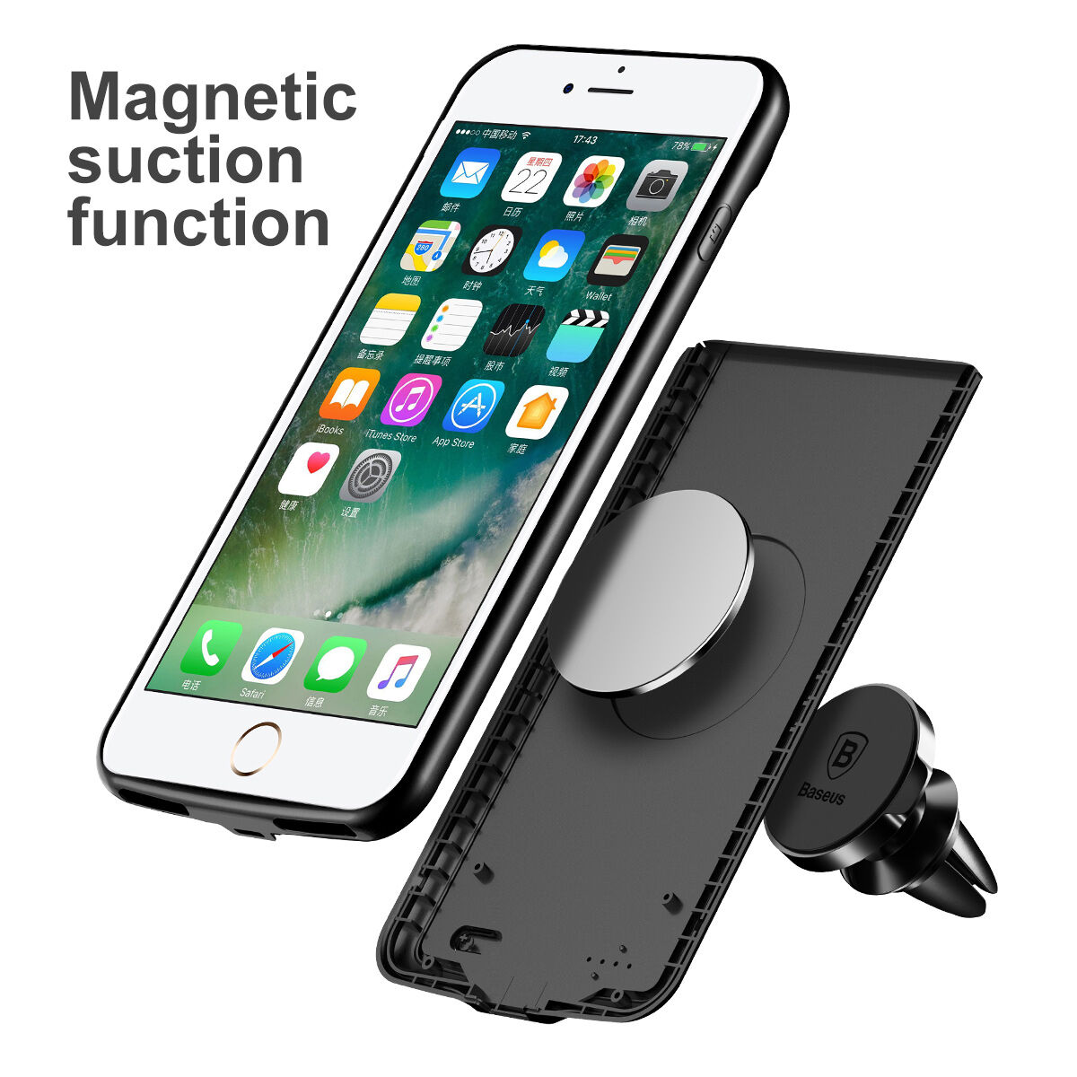 Capac de baterie BASEUS, de design, 5000mAh, pentru Apple iPhone 7 - roşu