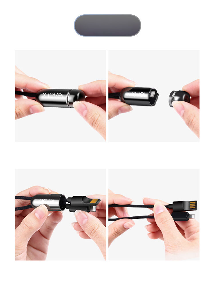 Cablu elegant USB / lightning X-LEVEL, pentru Apple iPhone / iPad / iPod - 8cm - negru