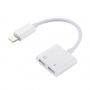 Adaptor conector Lightning, pentru audiţie muzicală şi încărcare simultană pentru iPhone - alb