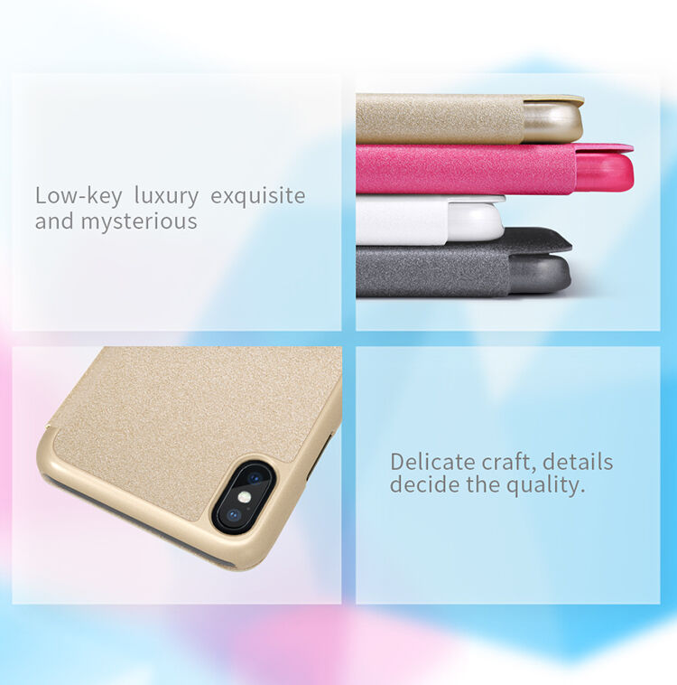 Husă flip NILLKIN, de protecţie, pentru Apple iPhone XS / iPhone X - auriu