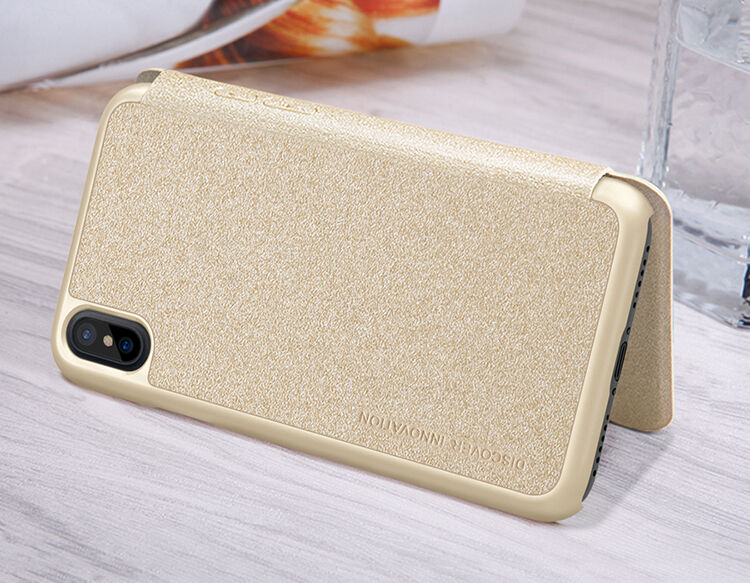 Husă flip NILLKIN, de protecţie, pentru Apple iPhone XS / iPhone X - auriu Husă flip NILLKIN, de protecţie, pentru Apple iPhone XS / iPhone X - auriu