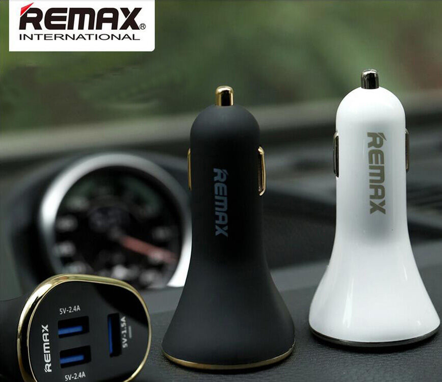 Încărcător auto REMAX, cu trei porturi, pentru Apple iPhone / iPad / iPod - negru