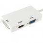 Reducţie / adaptor 3în1, Mini DisplayPort (Thunderbolt) la HDMI / VGA / DVI pentru MacBook – albă