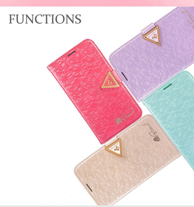 Husă / carcasă cu deschidere, cu luciu de diamant şi curea magnetică, pentru iPhone 6S / 6 - alb