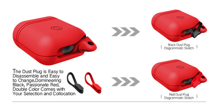 Husă de protecţie impermeabilă şi rezistentă la praf, din silicon, pentru AirPods 1 / 2 - negru